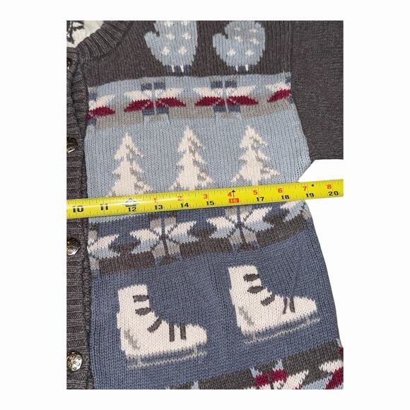 Rare Vintage Northern Reflections Winter Cardigan Sweater Polar Bear Skater L - Picture 4 of 16